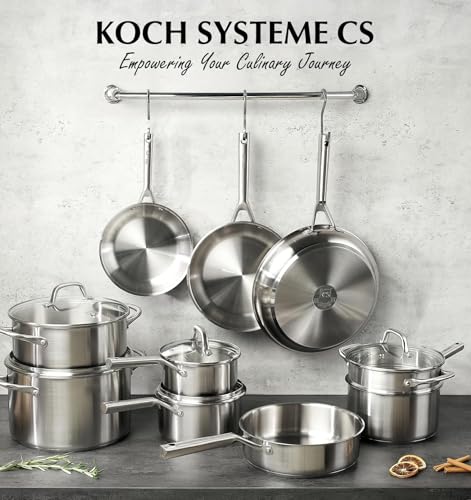 KOCH SYSTEME CS Stainless Steel Cookware Set 17 Piece with 5 Layer Base, Professional 18/10 Stainless Steel Pots and Pans Set, Oven Safe, Induction Ready, Non-Toxic Kitchen Cookware Set