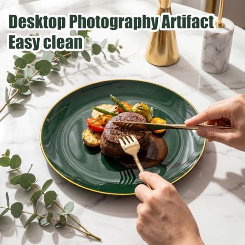 I00000 150Pcs Green Plastic Plates,Premium Disposable Plates for Wedding | Green Plates with Gold Rim,Gold Plates Set Include 30 Dinner Plates,30 Dessert Plates, 90 Plastic Silverware Set for Party