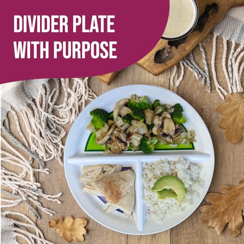 Health Beet 10” Diabetic Portion Control Plate for Balanced Eating -3 Divided Sections for Veggies Carbs & Protein - Microwave & Dishwasher Safe Bariatric Sectioned Plates for Adults & Kids - 1 Pack
