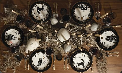 Lenox Haunted Halloween 4-Piece Accent Plates, Appetizer Plate Set for 4 | porcelain, dishwasher safe, microwave safe | also great as a halloween dessert plate for salad or bread