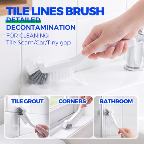 Holikme 6 Pack Dish Brush Set with Handle for Cleaning, Green | Kitchen Scrub Brushes for Cleaning, Dish Scrubber with Stiff Bristles & Scouring Pad for Sink, Pots, Pans, Bottles