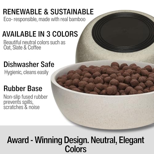 Loving Pets - Dolce Bamboo - Eco-Friendly Pet Bowls & Dishes for Dog, Cats, Puppy Food and Water Bowl -Sustainable and Dishwasher Safe, Made with Real Bamboo (Small, Oat-Beige)