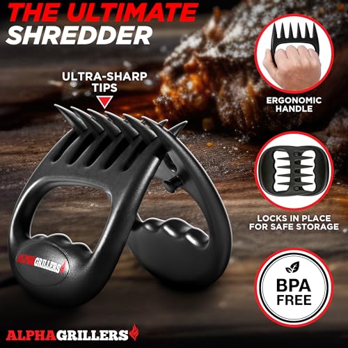 Alpha Grillers Meat Shredder Claws BBQ Pulled Pork Bear Claws for Shredding | Smoker & Grilling Accessories, Chicken Shredder Tool, Pork Pulling Gift for Men