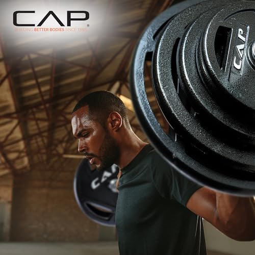 CAP Olympic 2-Inch Weight Plates, Cast Iron & Rubber Coated
