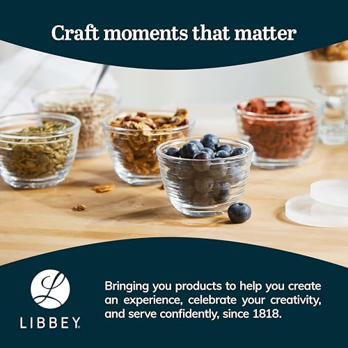 Libbey 8-piece Small Glass Bowl Set with Lids | 6.25 oz Capacity for Leftovers, Snacks, Sauces, Herbs & Toppings with Secure Lids and Dishwasher-Safe Easy Cleanup
