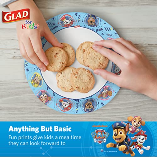 Glad for Kids Paw Patrol Paper Plates, Core Pups Blue, 8.5 Inch, 20 Count | Heavy-duty, soak-proof, cut-resistant plates for birthdays, parties, and everyday meals
