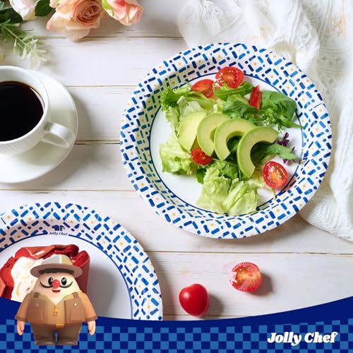 JOLLY CHEF 10 Inch Paper Plates 140 Count, Disposable Heavy Duty | Disposable Paper Plates Soak-Proof, Cut Proof, Round, Bulk Plates for Picnic, Family Gatherings, Parties