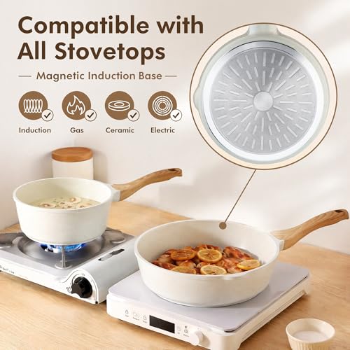 SENSARTE Nonstick Ceramic Cookware Set, 13-pcs Non-toxic Pots and Pans Set