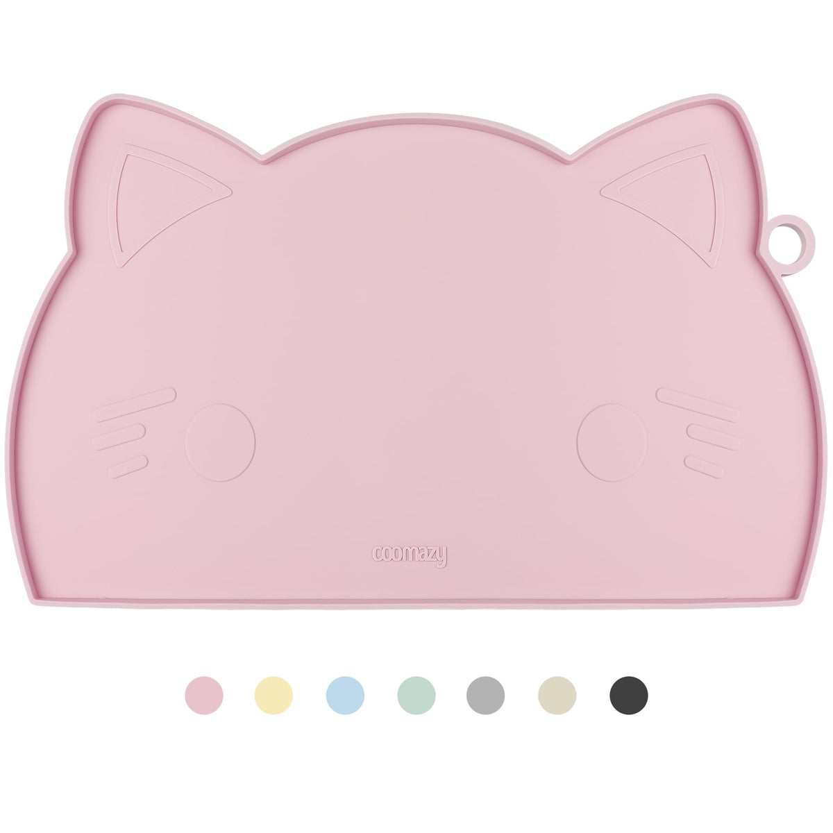Coomazy Cat Food & Water Mat Thicker Non-Slip Silicone Mat with Raised Edge | Pink water food bowl mat,Feeding Fountain mat for indoor cats