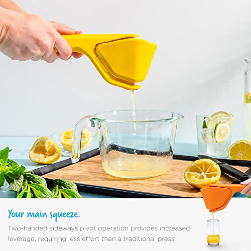Dreamfarm Fluicer Fold-Flat Citrus Juicer - Lemon Easy, manual fresh lemon juice squeezer with pip catcher, suits lemons and limes, compact storage, 10"