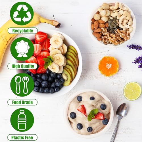 100 Pack 8 oz Disposable Paper Bowls,Heavy-Duty Compostable Bagasse Bowls | Hot or Cold Use,Small Biodegradable Soup Bowls for Salad,Soup,Snack,Dessert,Parties,Catering,Picnics Supplies
