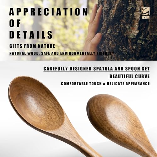 HSM Wooden Spoons for Cooking, 10-Piece Acacia Wood Kitchen Utensil Set | 10 task-specific tools cover stirring, flipping, draining and serving, keeping the right shape ready for everyday recipes.