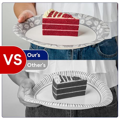 JOLLY CHEF 9 inch 140 Pack Disposable Paper Plates | Soak Proof, Cut Proof, Heavy Duty Printed Paper Plates for Everyday Use