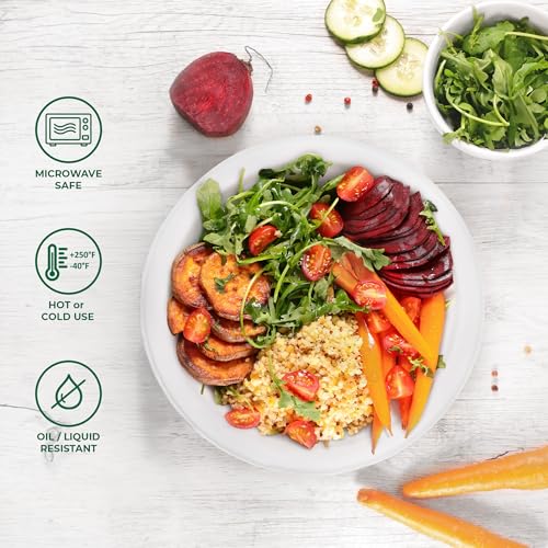 Freshware Paper Bowls - Disposable 32 oz Soup Bowl, 50-Pack Biodegradable Sugarcane Fiber Serving Bowls - Heavy Duty Bagasse for Hot Food Plates - Microwave & Freezer Safe, Stackable Dinnerware