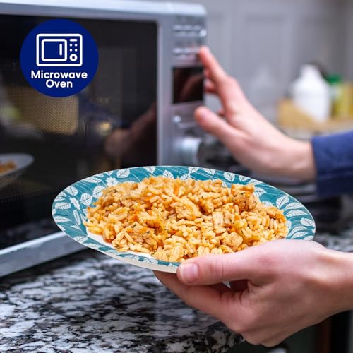 JOLLY CHEF 10 inch 140 Pack Disposable Paper Plates | Heavy Duty Printed Paper Plates for Everyday Use, Soak Proof, Cut Proof