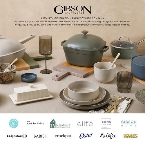 Gibson Home Plates and Bowls Sets - Dinnerware Set for 4, 16-Piece White Dishes — Ceramic Dish Set| Microwave & Dishwasher Safe Dishes - Oslo Collection