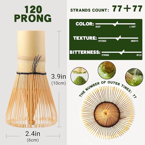 Clay&Fire Matcha Whisk, Handcrafted Bamboo Whisk for Matcha Powder (Yellow) | Traditional Japanese Chasen for Matcha Stirrer, 100% Natural Matcha Wisk