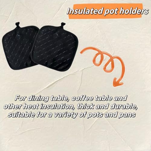 Oven Mitts and Pan Racks 4-Piece Set, Extended Kitchen Oven Mitts and Pan Racks, Heat Resistant 500 °F, Silicone Non-Slip Surface for Baking and Cooking (Black)