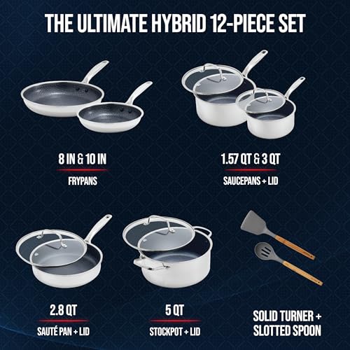 Blue Diamond Hybrid 12 Piece Stainless Steel Nonstick Cookware Set