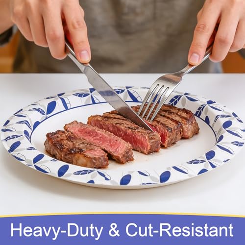 BYSNOW 200 Pack 8.5 inch Heavy Duty Paper Plates Disposable | Thickened Bulk Plates, Leak And Soak Proof For Dinner, Party, Birthday, Picnic, Banquets, Catering Events, Barbecues