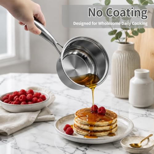 Lunalua Stainless Steel Cookware Set - 18-Piece Nonstick Cookware Set Includes 2 Milk Pots, 3 Stock Pots, 1 Frying Pans, 6 Trivets Mat and Lids, with Cool Grip Handles, Oven Dishwasher Safe