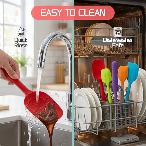 Kodreat 5 Pieces Silicone Spatula Set BPA Free | Rubber Spatula Heat Resistant Essential for Cooking Baking Non Stick Dishwasher Safe Kitchen Tools Multicolor