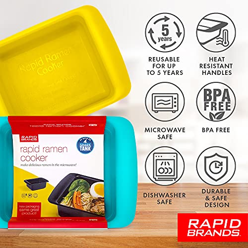 Rapid Ramen Cooker - Microwave Ramen in 3 Minutes - BPA Free and Dishwasher Safe | Perfect for Dorm, Small Kitchen, or Office (2-Pack,Black)