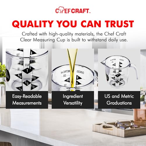 Chef Craft Select Plastic Measuring Cup, 1 Cup Capacity, Clear