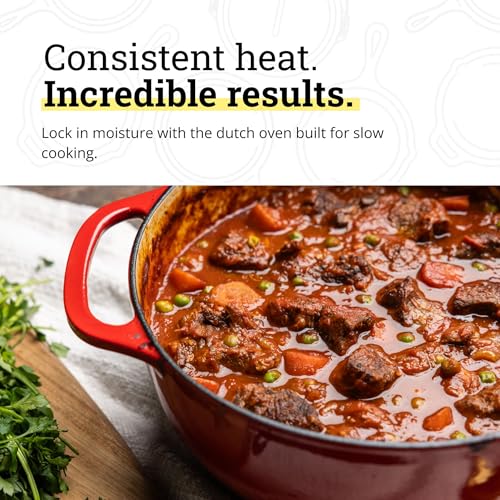 Lodge Essential Enamel Cast Iron Dutch Oven, 6 Quart, Island Spice Red