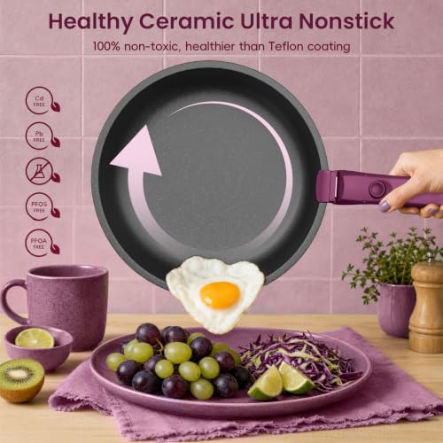 28Pcs Pots and Pans Set Non Stick, Non Toxic Ceramic Cookware Set