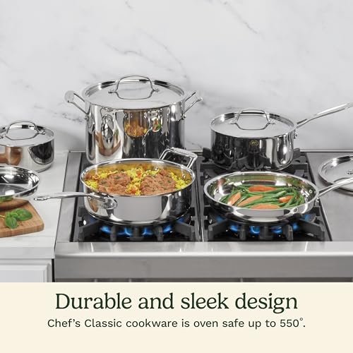 Cuisinart Chef's Classic Stainless Steel Pots and Pans Set, 7 pc, 77-7P1