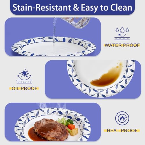 BYSNOW 200 Pack 8.5 inch Heavy Duty Paper Plates Disposable | Thickened Bulk Plates, Leak And Soak Proof For Dinner, Party, Birthday, Picnic, Banquets, Catering Events, Barbecues