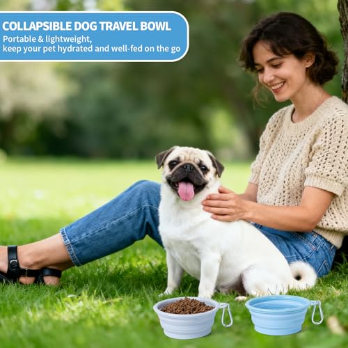 SLSON Collapsible Dog Bowl Silicone, 2Pack Macaron Color Pet Travel Bowls | Foldable Water Feeder Dish for Small to Large Dogs Cat Walking Hiking Camping (Macaron Light Green and Light Yellow, Small)