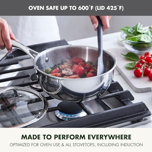 GreenPan Valencia Pro 2.5QT Tri-Ply Stainless Steel Chef’s Pan with Lid