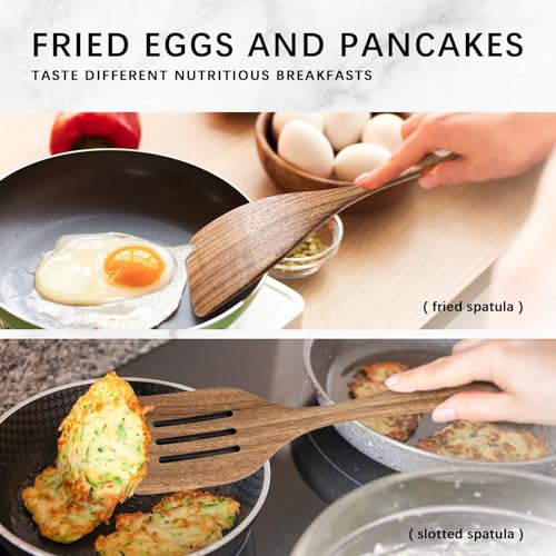 Hefild Wooden Spoons for Cooking, 10-Piece Acacia Wood Cooking Utensil Set | Spoons and spatulas stir, mix, flip and serve; balanced handles offer control while staying gentle on nonstick cookware.