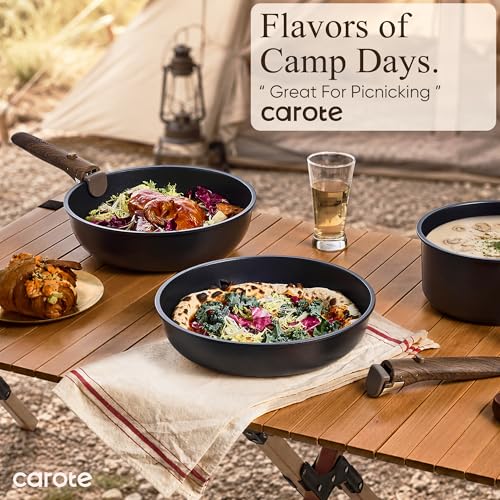 CAROTE 31pcs Pots and Pans Set Non Stick, Detachable Handle Cookware, Black