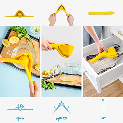 Dreamfarm Fluicer Fold-Flat Citrus Juicer - Lemon Easy, manual fresh lemon juice squeezer with pip catcher, suits lemons and limes, compact storage, 10"