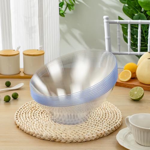 BESTVIP 54 Oz Clear Plastic Angled Serving Bowls, 12 Pack | Disposable Bowls for Chips, Snacks, Fruit & Salad, Perfect for Parties, Catering, Daily Use, Halloween & Christmas