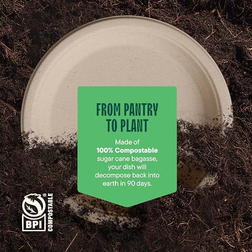 Paper Plates, 100% Compostable Heavy Duty, Disposable 7 Inch, Small Dessert Plate - [125-Pack] Eco-Friendly, Biodegradable Bagasse Natural Brown 7" Small Plates - (PFAS-Free) - (BPI Certified)
