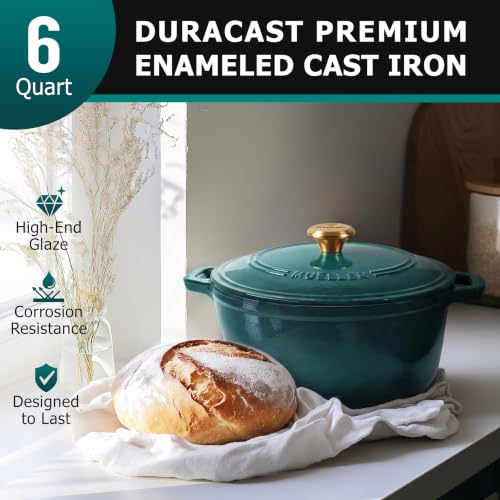 Mueller DuraCast 6 Quart Enameled Cast Iron Dutch Oven Pot with Lid
