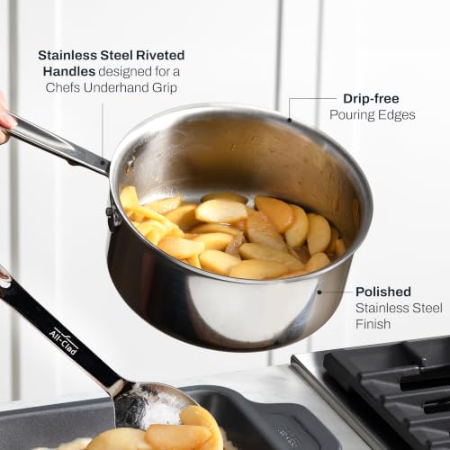 All-Clad - 8701004398 All-Clad 4203 Stainless Steel Tri-Ply Bonded Dishwasher Safe Sauce Pan with Lid / Cookware, 3-Quart, Silver -