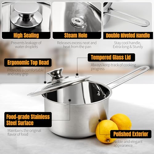 Stainless Steel pots and pans set, 6 PCS Nonstick Induction Cookware Set