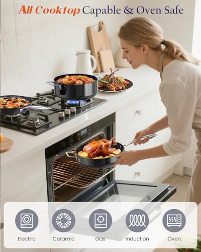 Nuwave Essential Series 5PC Ceramic Cookware Set PFAS-Free, Dishwasher Safe