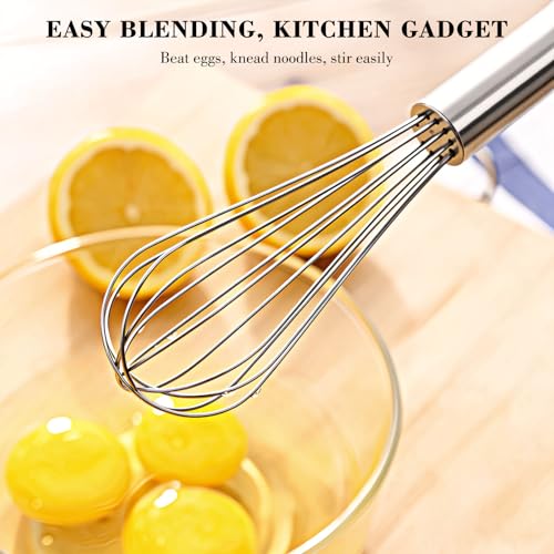 NileHome 3-Pack Stainless Steel Whisk Set, Kitchen Utensils for Cooking | Food-grade Material,Dishwasher Safe,8in+10in+12in,Easy to Clean and Store,Perfect for Cooking,Whisking and Blending