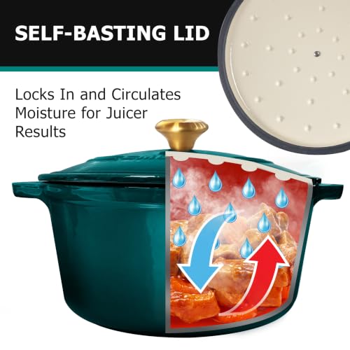 Mueller DuraCast 6 Quart Enameled Cast Iron Dutch Oven Pot with Lid