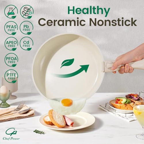Chef Power 19 Pcs Nonstick Pans and Pots Set, Ceramic Detachable Cookware