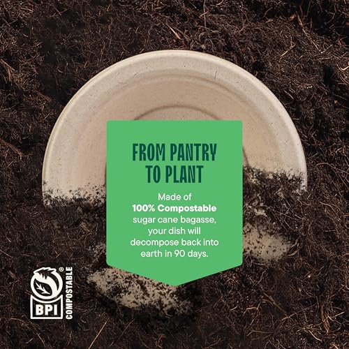 100% Compostable Paper Bowls - 12 oz [125-Pack] Heavy Duty Soup Bowls | Eco-Friendly Biodegradable Bagasse Hot Food Plates and Bowls, Natural Brown BPI Certified & PFAS-Free, By Stack Man