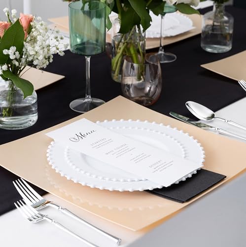 PLASTICPRO 32 Piece Combo Plastic Dinner Plates Disposable Plastic Fancy Heavy Duty Party Dishes 7 inch and 10 inch, White Beaded