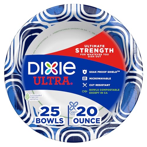 Dixie Ultra Large Paper Bowls 20oz, 25 CT