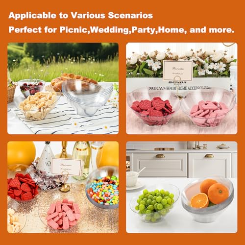 Goodluck 12 Pack Clear Plastic Serving Bowls for Party - 20 OZ | Angled Disposable Serving Bowls for Wedding Party Chip, Candy, Salad & Fruit